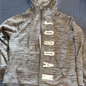 Zip up grey sweatshirt with hood